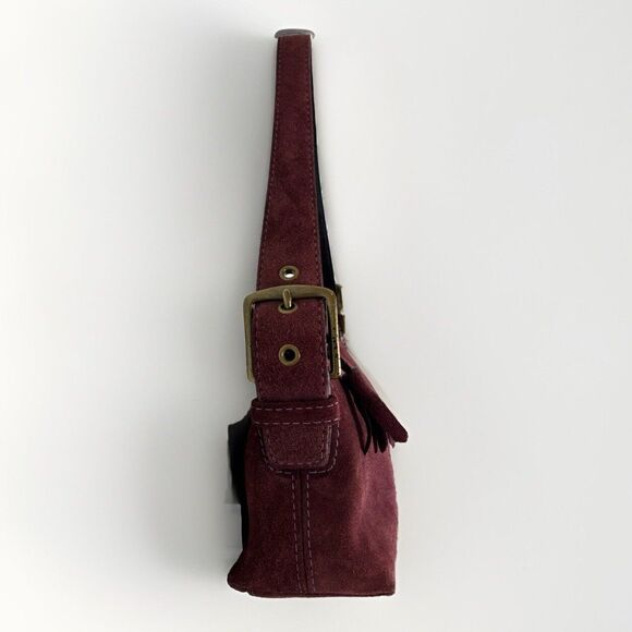 Coach Y2K Vintage Purple Suede Demi Baguette Shoulder Bag Tassle - Picture 3 of 8